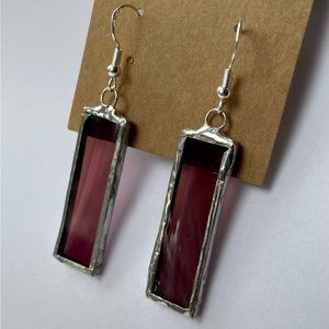 Hand Made Stained Glass Earrings - Sterling silver hook